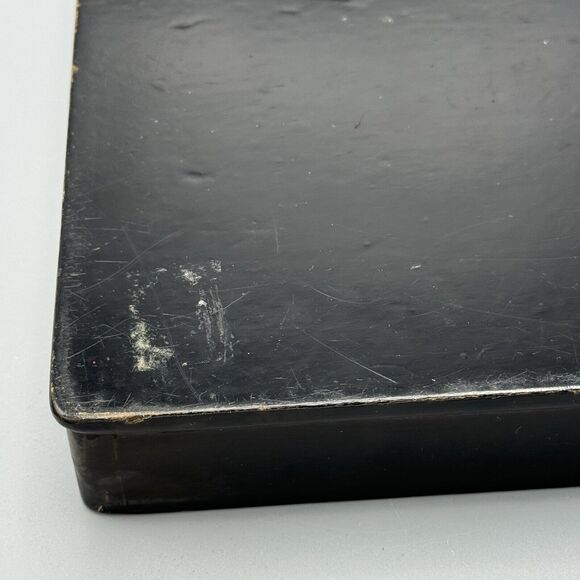 Antique Victorian Hand Painted Lacquered Papier Mache Square Box with Pansies - Picture 8 of 16